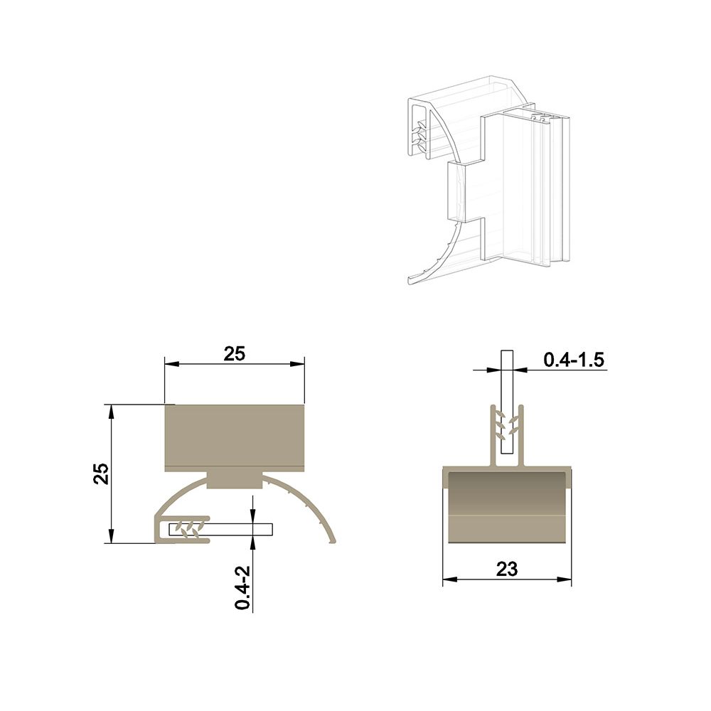 Grippeur stop rayon "drapeau" à angle variable, capacité max: 2 mm - Lot de 100