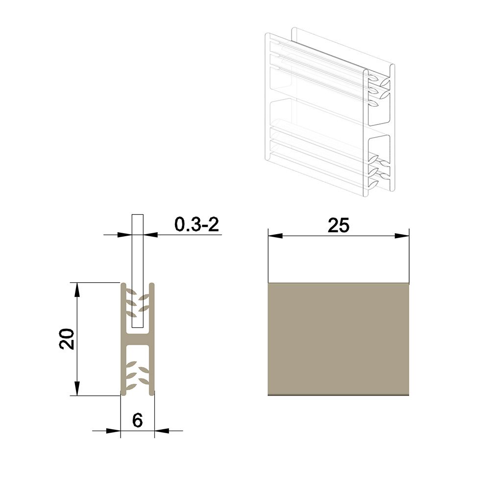 Grippeur de jonction en H 25 x 20 mm, capacité max: 2mm - Lot de 100