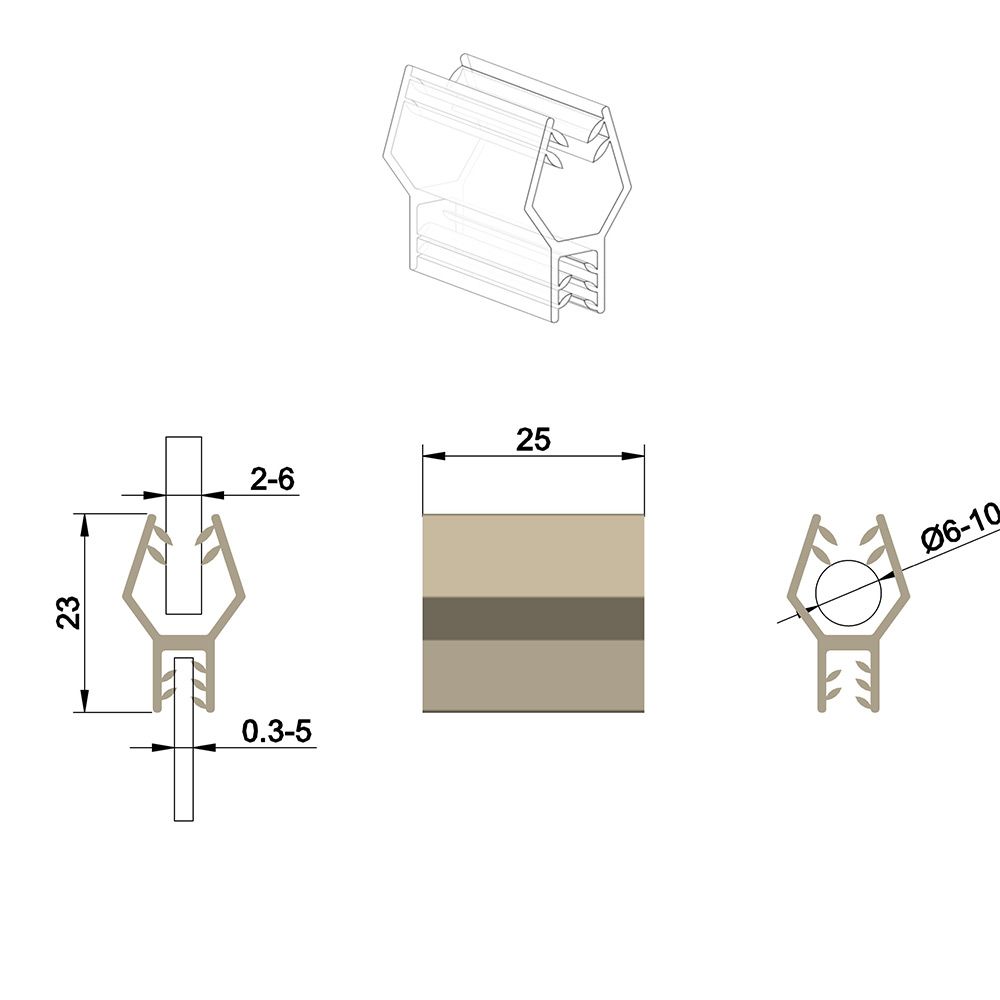 Grippeur d'assemblage en H deux épaisseurs 25 x 23 mm, capacité max: 2/6mm - Lot de 100