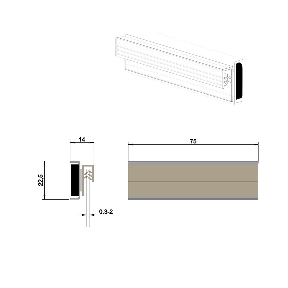 Grippeur stop rayon facing magnétique 76 x 23 mm, capacité max: 2 mm - Lot de 10