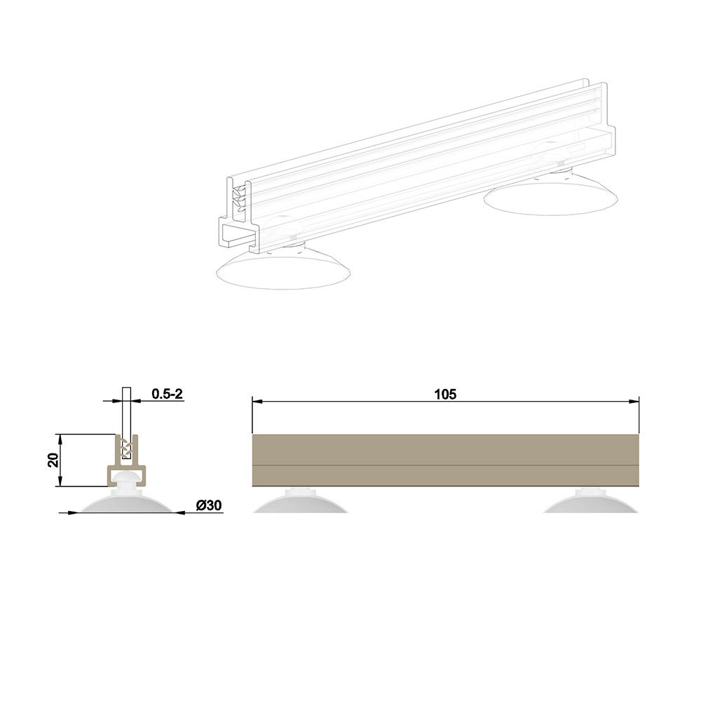 Grippeur en T double ventouse Ø4 cm L.10,5 cm, capacité max: 2 mm - Lot de 100