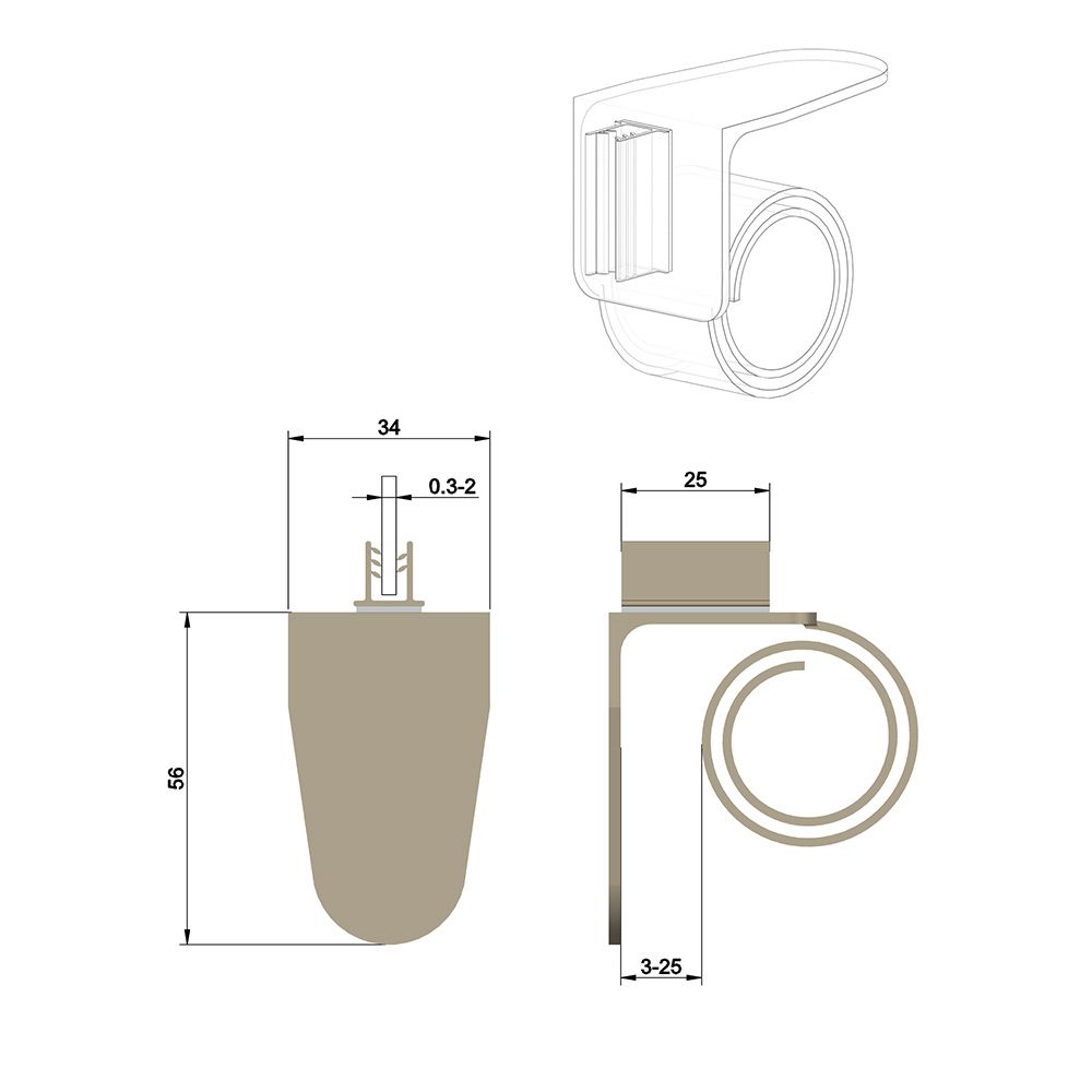 Clip escargot avec grippeur, pour tablette ép: 25 mm max - Lot de 50