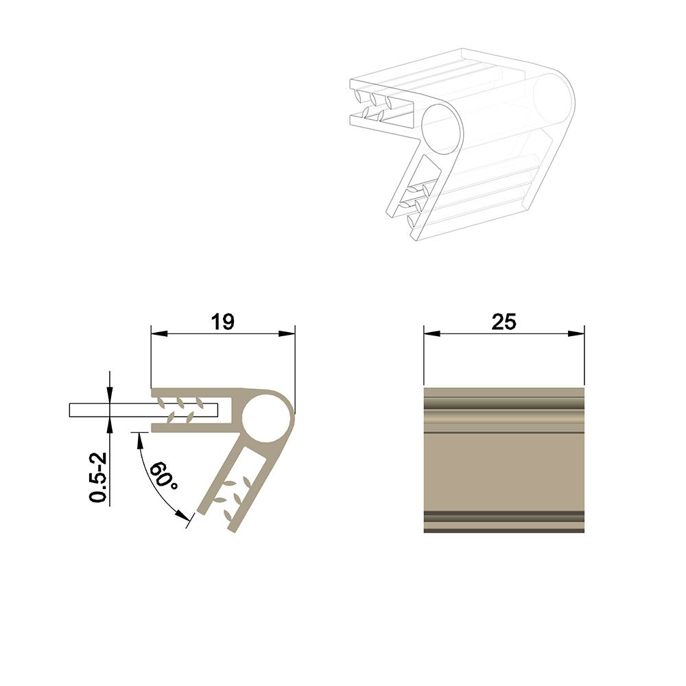 Grippeur d'assemblage en L 25 mm inclinaison 60°, capacité max: 2 mm