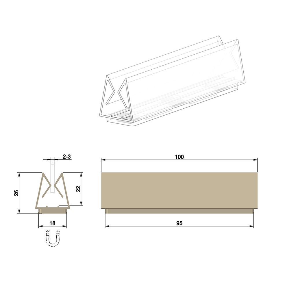 Magnetic visual holder - L10 cm Max thickness 4mm